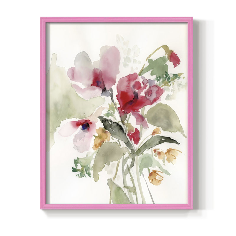 «Rose Madder Botanical II», reproduction encadrée - bois massif, H 30 po x l 24 po, Rose