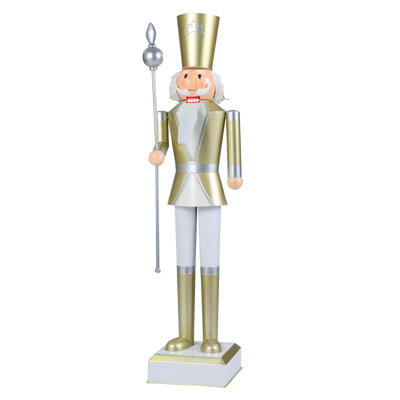 4’ Christmas Nutcracker with High Hat & Beautiful Scepter, Uniform & Boots for Yard Gold