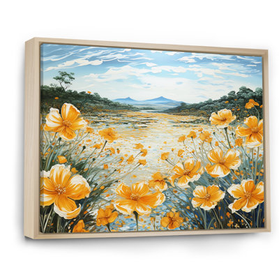 " Yellow Marigold Liquid Art Flower Field "