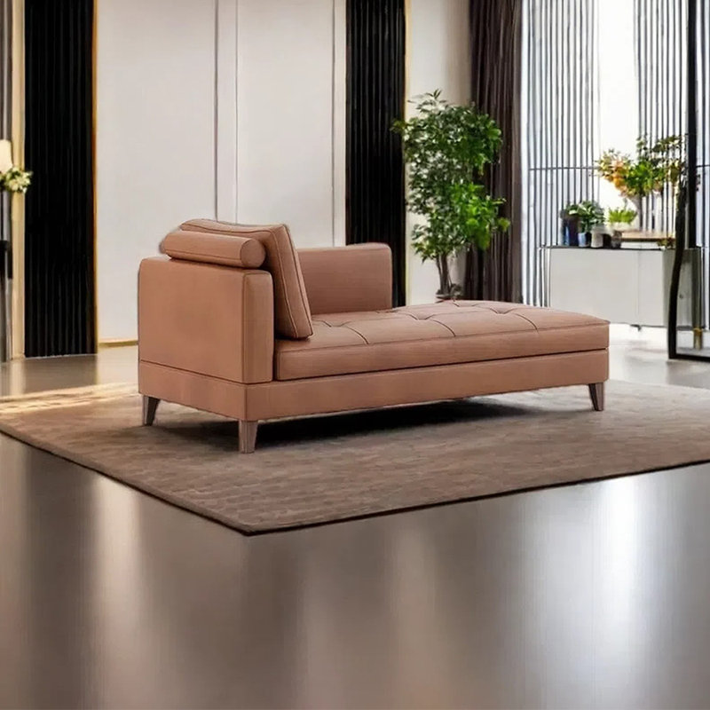 Chaise longue en similicuir Modern Creative Simple Leisure, Accoudoir à gauche (vu de face)