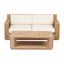Ensemble de canapé d'extérieur moderne Tessa pour 2 personnes en bois d'acacia naturel avec canapé 2 places et table basse