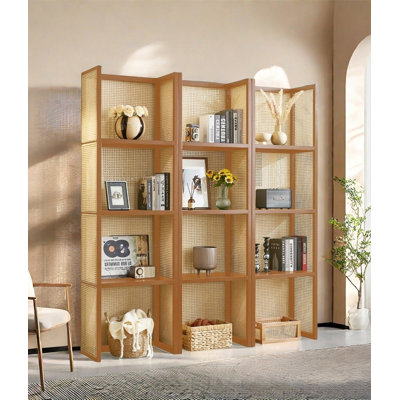 Boho Rattan Ash Wood Display Shelf