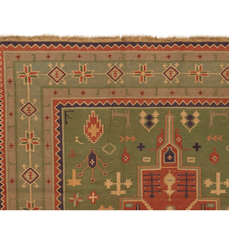 Tapis vert et vert noué à la main de haute qualité