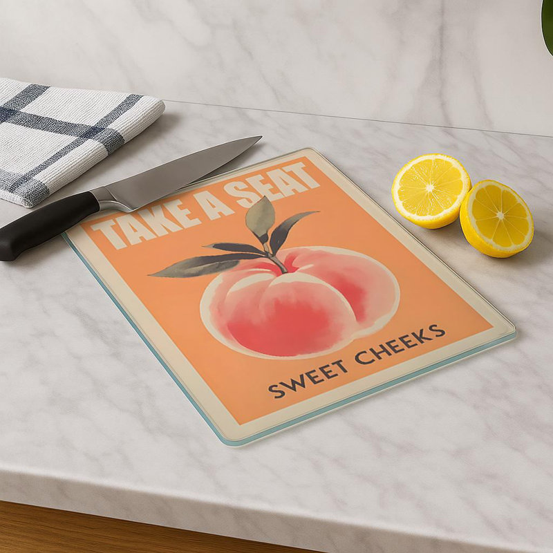 Durable Tempered Glass Cutting Board, 7.9 x 11.8 inches | 100% Antibacterial, Non-Slip Silicone Feet | Easy Clean Surface, Perfect for Food Prep & Kitchen Use, Not Dishwasher, Microwave, or Oven Safe