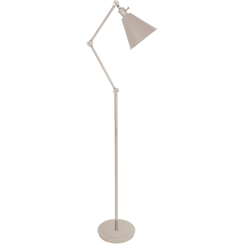 Lampe de travail sur pied en alliage, Nickel poli, Nickel poli, 10.5"