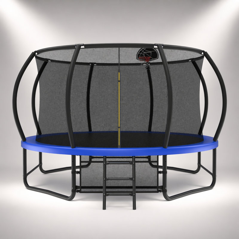 Trampoline 14 pi avec enceinte sécuritaire, échelle et revêtement antirouille pour le plaisir en famille à l'extérieur, approuvé ASTM