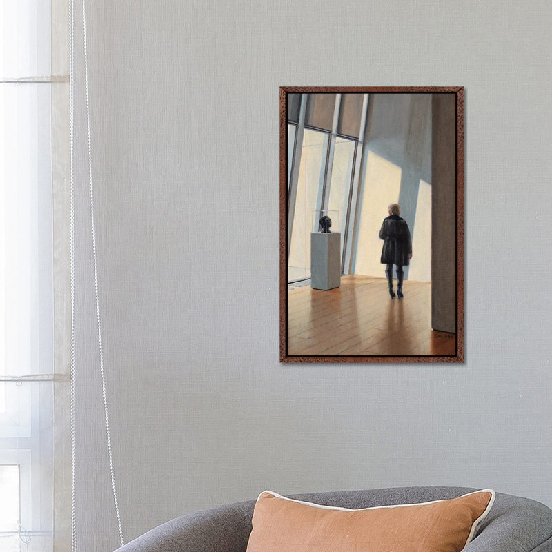 Museum Encounter by Nick Savides - Floater Frame Print on Canvas, 66.04 cm H x 45.72 cm W, Classic Brown Wood Framed Canvas