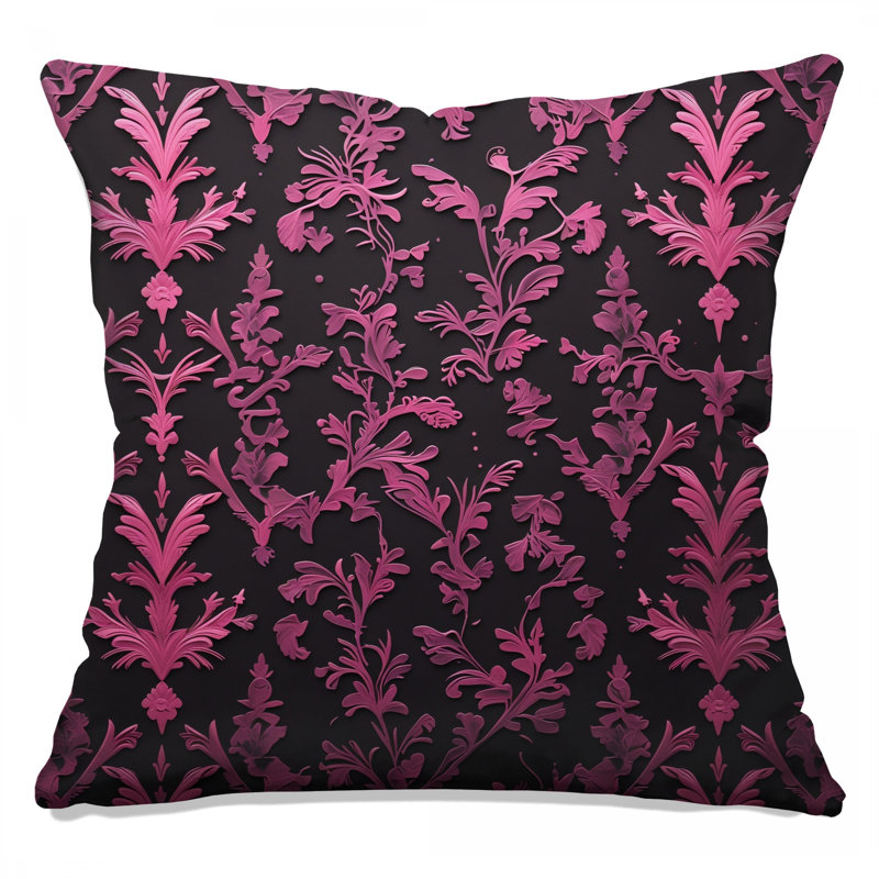 Coussins en damas rose, 20 x 20 inches