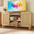 65" Rustic Boho Media Center with Rattan Cabinet Door and Cord Holes
