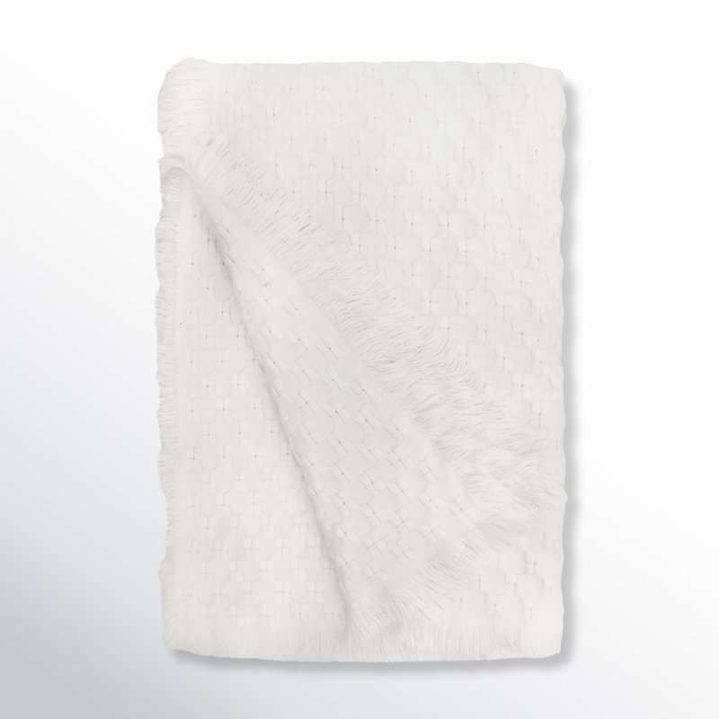 White Acrylic Basket Weave Baby Throw Blanket