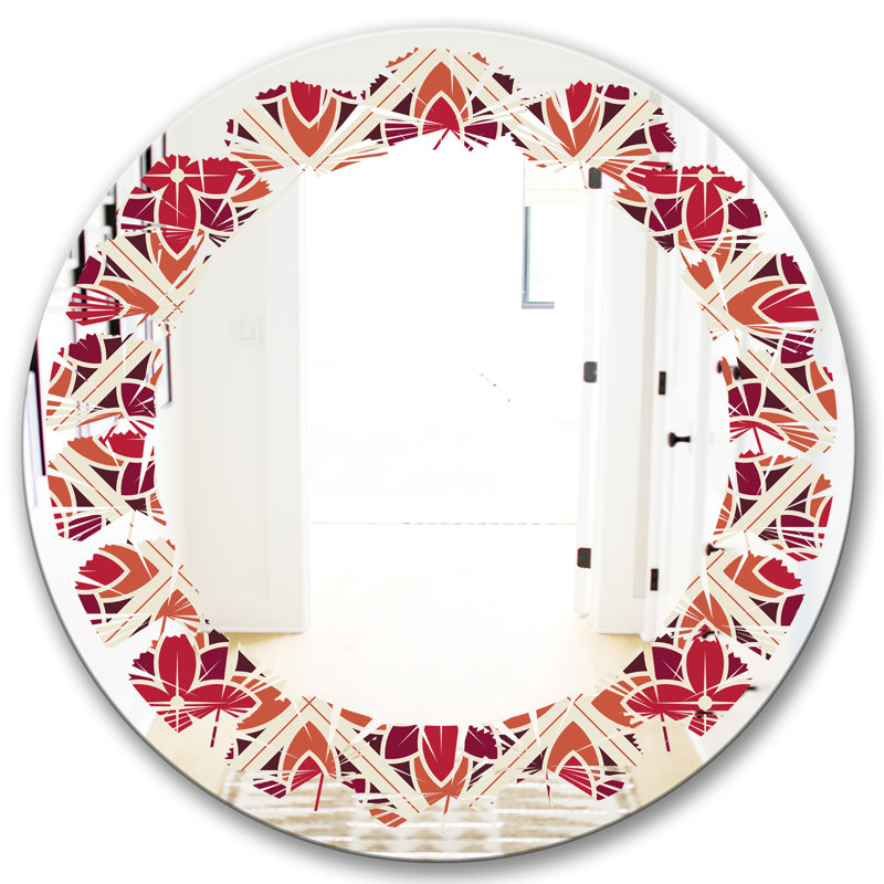 Miroir décoratif sans cadre à motif floral feuilles VI, H 23,6 po x l 23,6 po