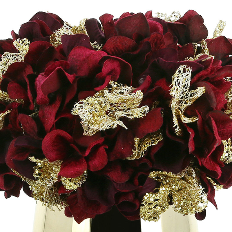 Hydrangea Holiday Arrangement Bundle, Red/Burgundy/Gold