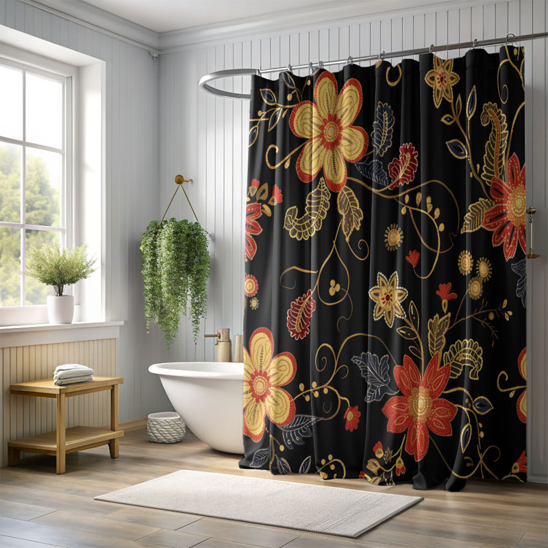 Rideau de douche Batik Flower Power - Premium, H 74 po x l 71 po