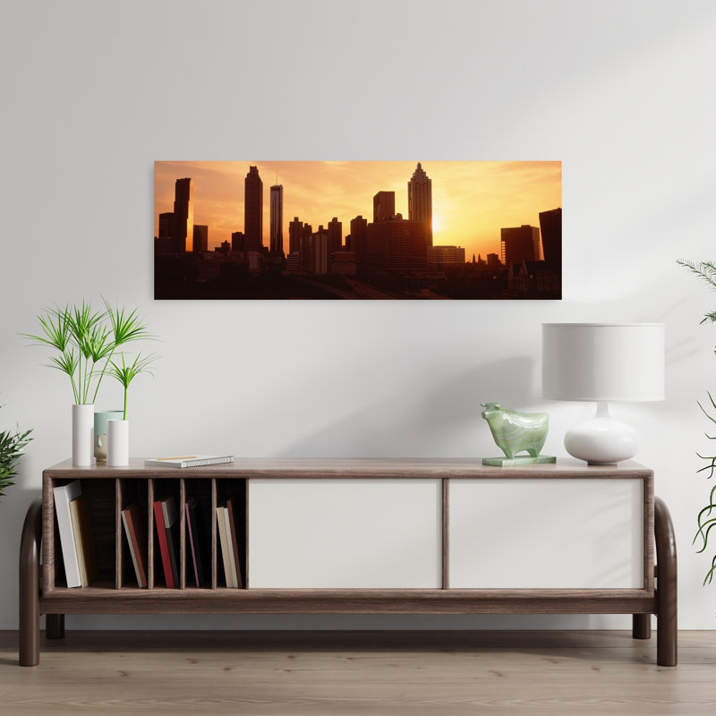 «Sunset Skyline», Atlanta, Géorgie, art abstrait moderne, art mural urbain, H 12 po x l 36 po