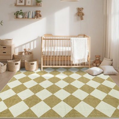 Diamond Machine Washable Area Rugs with Rubber Backing Non Slip Low Pile Stain Resistant Carpet for Living Room Bedroom Dining Room Playroom