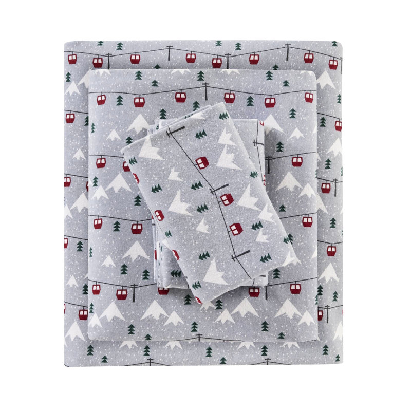 Ensemble de 3 draps de lit gris 100% flanelle de coton doux au toucher velours doux brossé des deux côtés