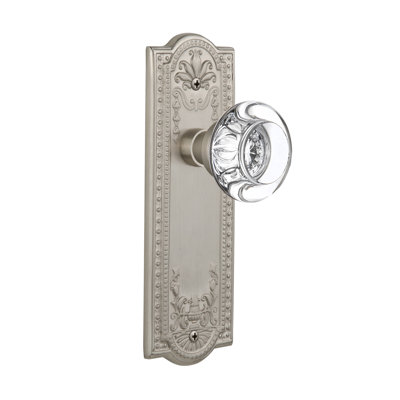 Plaque Meadows avec poignée de porte ronde en cristal transparent