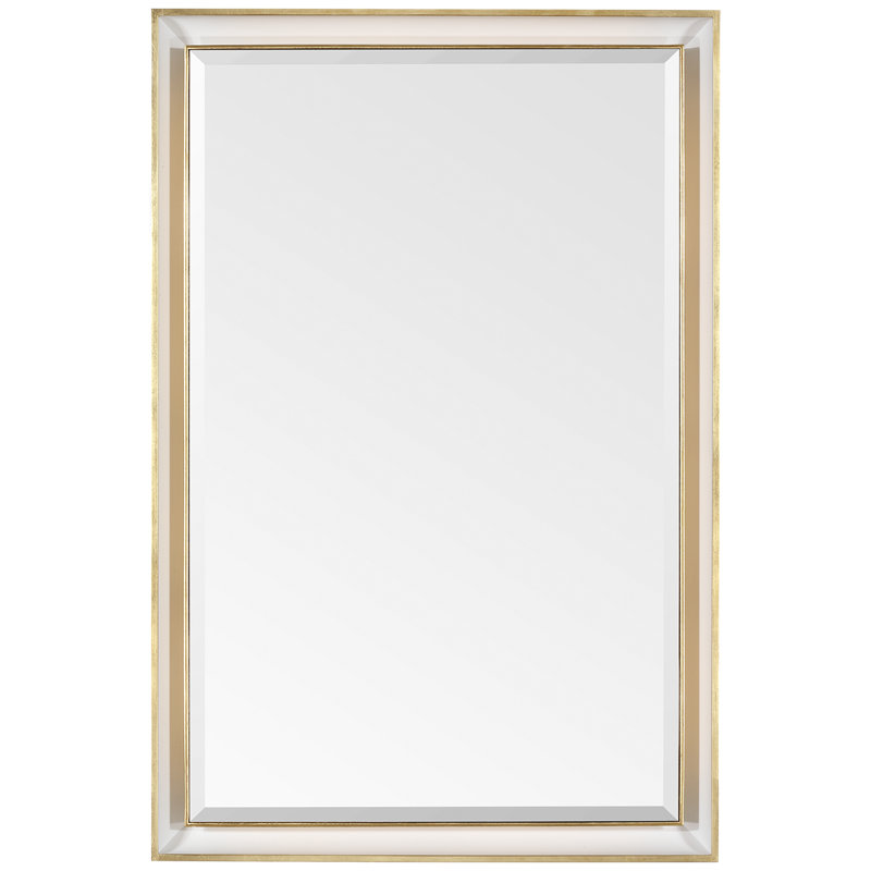 Thomas O'Brien Rectangle Lighted Framed Wall Mirror, Matte White/Gold
