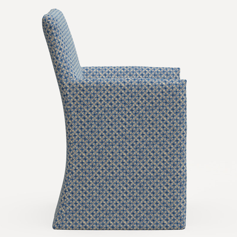 Rekha Slipcover Dining Chair, Jr Aalap Blue Geometric