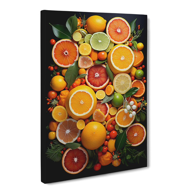 Citrus Fruits Tachisme - Print on Canvas, 50cm H x 35cm W x 3cm D