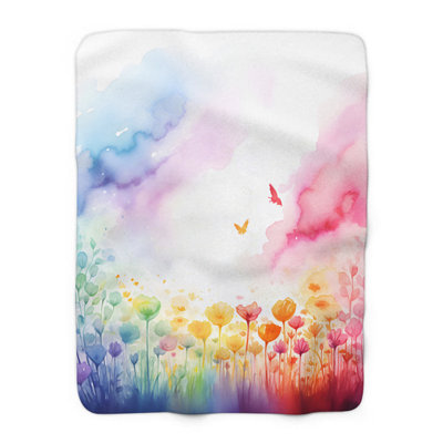 Pastel Spring Rainwatercolors - couverture sherpa de qualité supérieure 1 pièce - reproduction d'art luxueuse