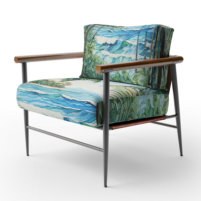 Fauteuil d'appoint rembourré Tropical Coastal Beach Tranquility, Noir