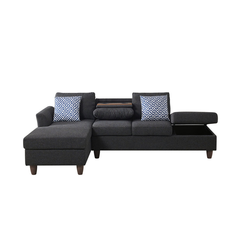 Unités de rangement cachées et coussins décoratifs assortis pour maisons modernes, Noir / lin gris