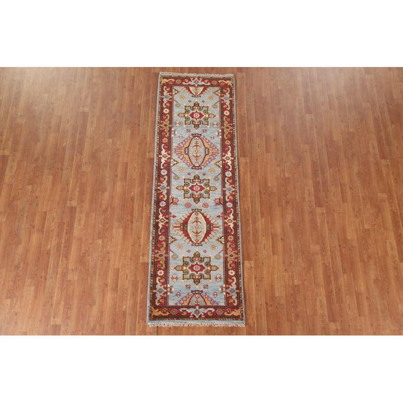 Tapis de couloir géométrique en laine 3x8