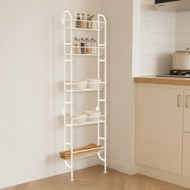 Étagère murale étroite à 5 niveaux pour le rangement derrière la porte, organisateur en métal mince pour la cuisine, la salle de bain et le salon