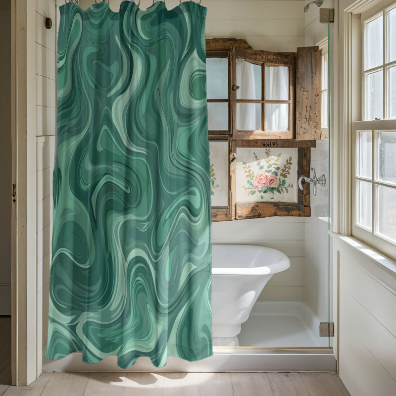 Rideau de douche Chunky Green Swirl - Premium, H 74 po x l 71 po