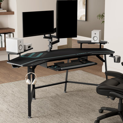 Curved Metal Base Computer Desk