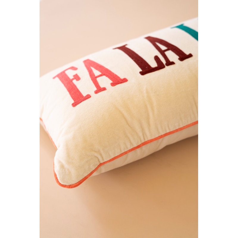 Coussin décoratif de Noël en velours, motif brodé Falalalala, 30 cm de hauteur