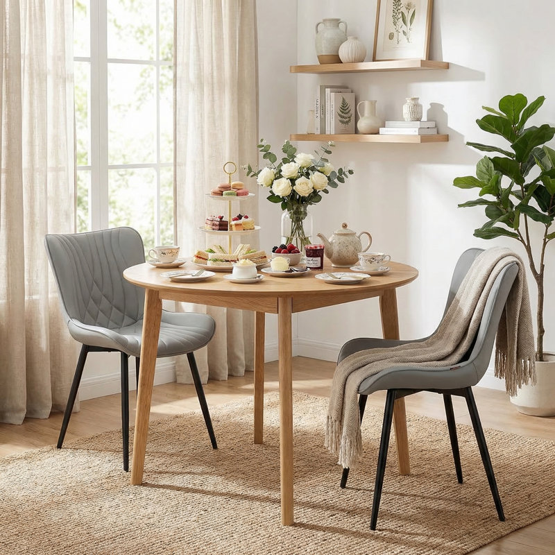 Comfortable Padded Dining Chairs with Back Easy Assembly Upholstered Side Chair, Accent Chairs for Kitchen, Dining Room, Grey