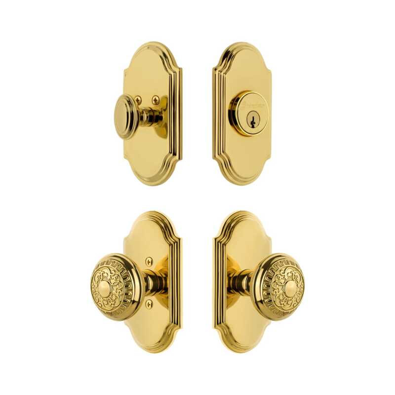 Ensemble de courte entrée Grandeur Arc avec poignée Windsor en laiton Lifetime, 2.375", Lifetime Brass