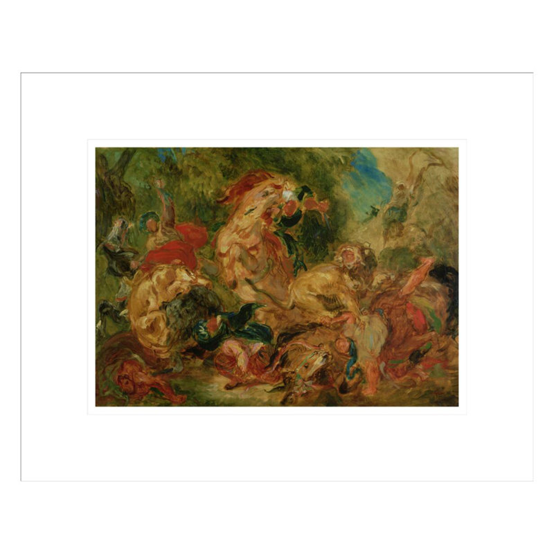 Étude pour la chasse au lion par Eugène Delacroix, impression giclée encadrée, H 13,6 po x l 16,75 po