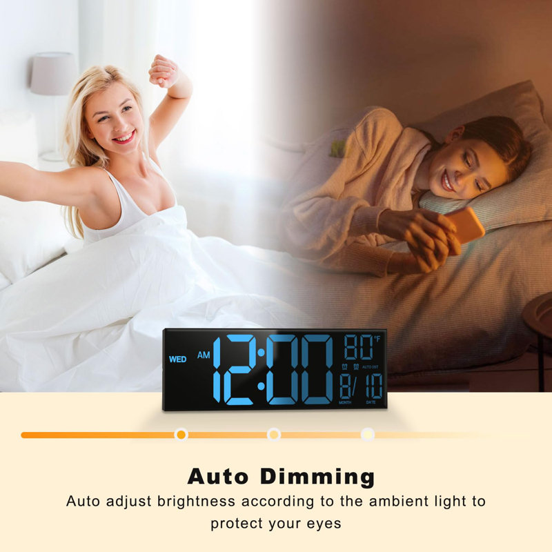 Large Digital Wall Mount Clock, Count Down Timer With Remote, Alarm, Big LED, Birthday Gift,(Black)