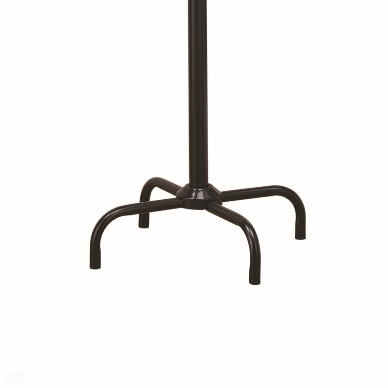 Sleek Black Metal Coat Rack With Three Tiers Of Hooks For Modern Entryways And Mudrooms, Combining Style And Functionality.