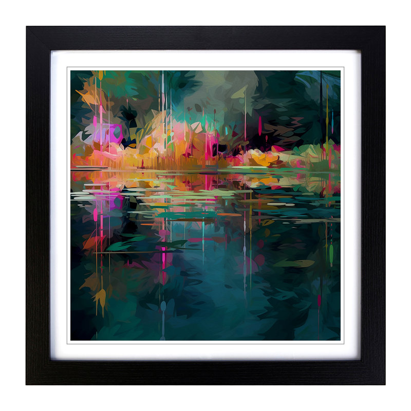 Pond Glitch No.3 - Framed Print, Black
