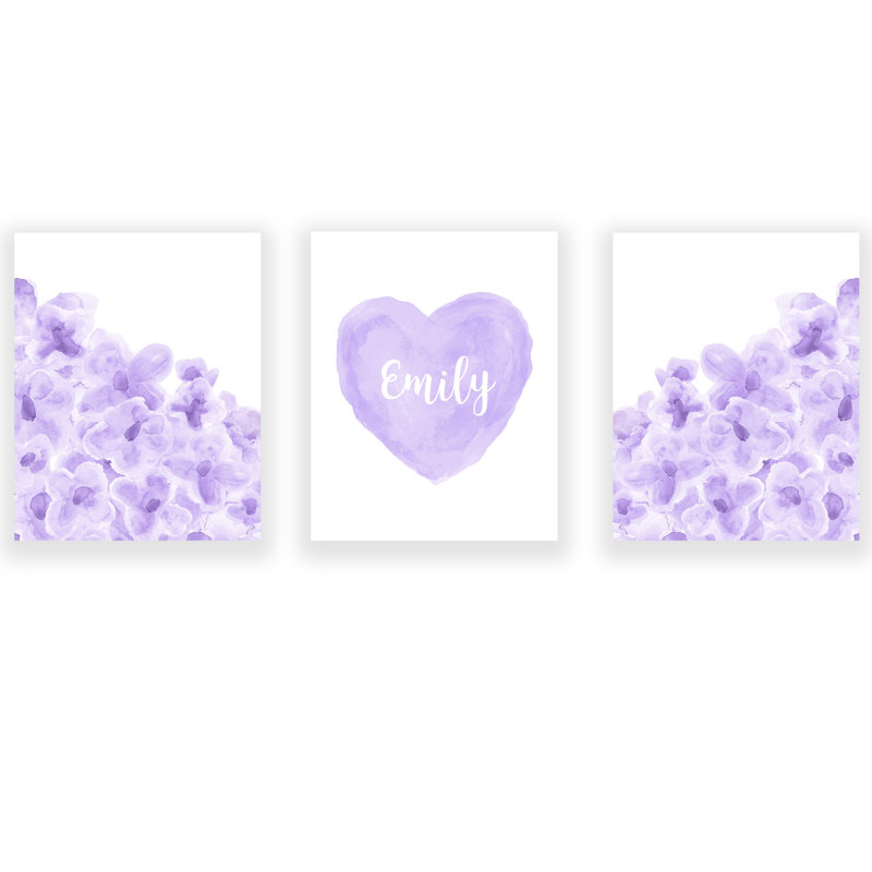 Fleurs de marguerite et nom - impressions sur papier sans cadre, H 10 po x l 8 po x P 0,06 po, Oui, Lavande