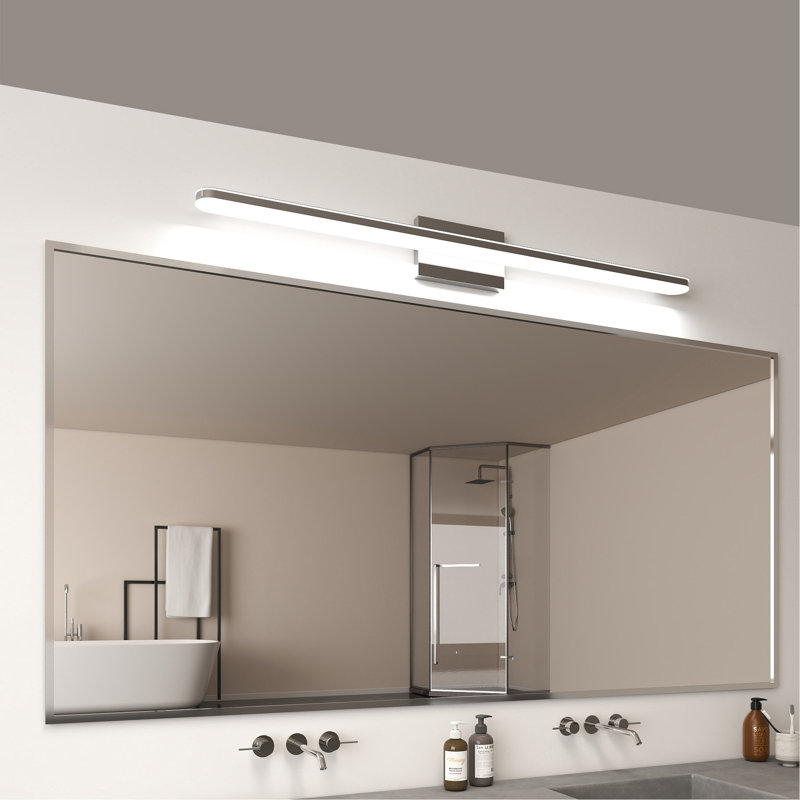 Luminaires de salle de bain modernes à DEL pour salle de bain 39IN 24W Lumière du jour chrome blanc Luminaires de salle de bain sur miroir