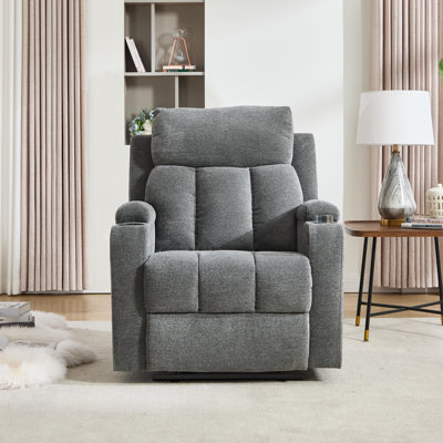 83 cm Wide Modern Upholstered Manual Recliner with Cup Holder