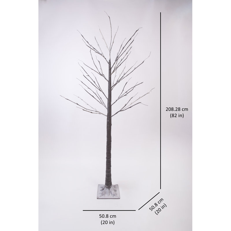 82in Black Tree with 120 Warm White LED Lights and 8 Lighting Functions, 82"H x 20"W x 20" D