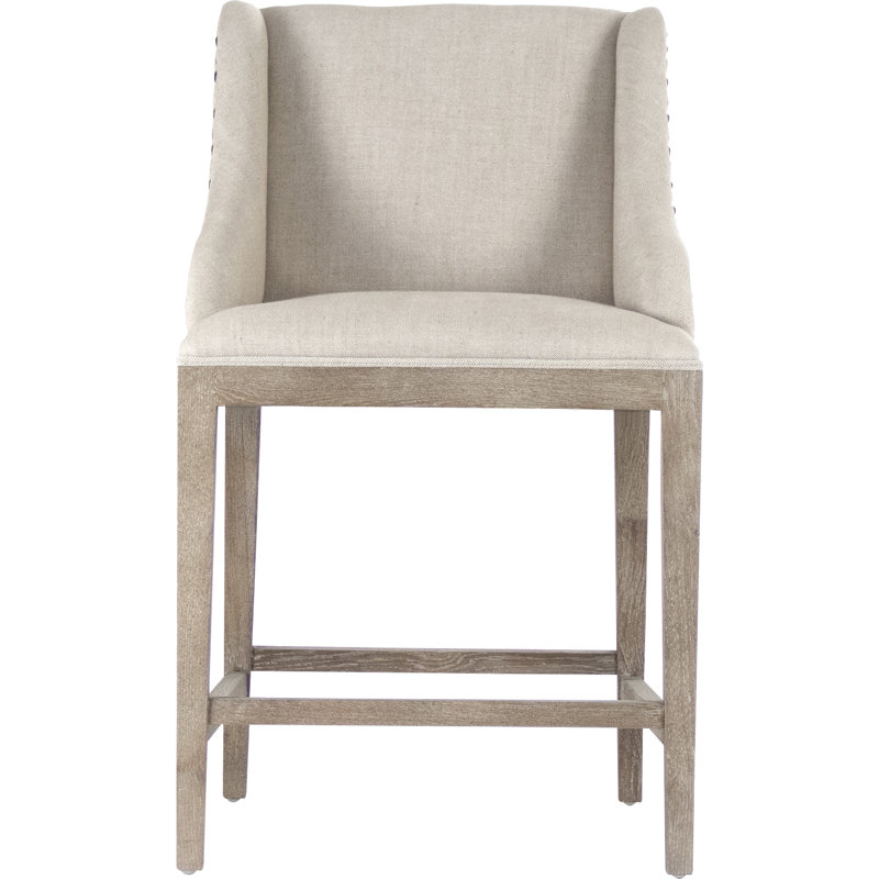 Connor Upholstered Linen Counter Stool with Solid Wood Frame, Counter Stool (26" Seat Height)