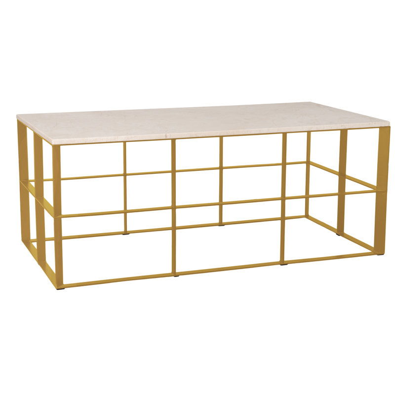 Hemington Granite Coffee Table, White, Gold