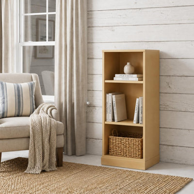 36" Yellow Solid Wood Adjustable Three Tier Library Bookcase