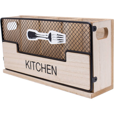 Wood Rectangle Utensil Crock