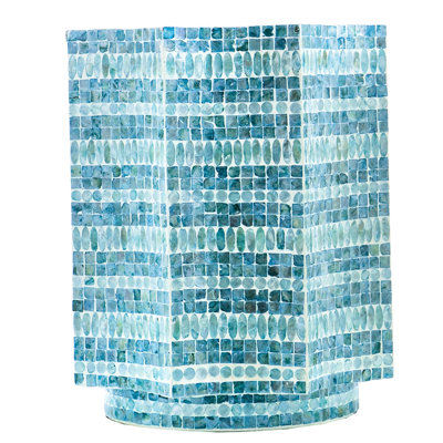 Turquoise Pedestal Stool Measuring 17x17x20 Inches, Inlay And Diamond Patterns, Ideal For Living Spaces, Versatile Usage As Or Side Table, 80% 20% With Inches Size, Design, Nice Accent Rooms, Also