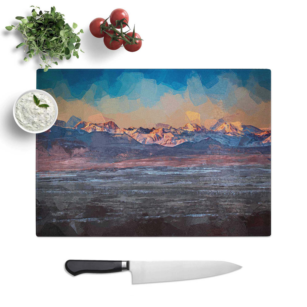 Tempered Glass Alaskan Mountains at Dusk Chopping Board