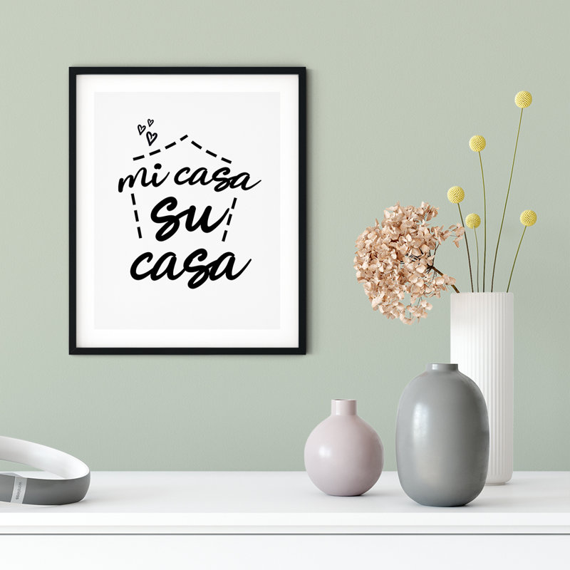 Mi Casa Su Casa - Reproduction d'art textuel sans cadre sur plastique / acrylique, H 7 po x l 5 po x P 0,01 po