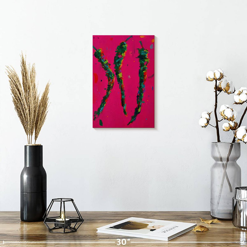 Yarlin Three Green Chili Peppers, 12" H x 8" W